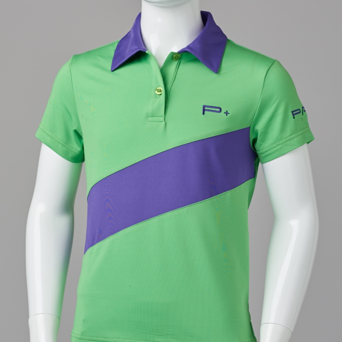GIRL FITTED POLO GREEN/PURPLE